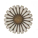 Danish sterling silver and enamel daisy brooch, by Anton Michelsen, 3.2cm in diameter, 9.8g :For