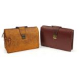 Vintage brown leather Gladstone back and a Cheney document case :For Further Condition Reports