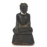 Burmese silver overlaid figure of Buddha, 12cm high :For Further Condition Reports Please Visit