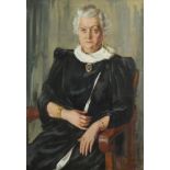 Portrait of a lady in a chair, 19th century English school pastel, bearing an indistinct