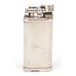 Alfred Dunhill silver plated pocket lighter with booklet, 6.5cm high :For Further Condition