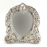 Large Victorian silver easel mirror with bevelled glass, by George Howson London, the frame