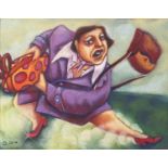 Surreal female, German School pastel, bearing a signature Dix, mounted and framed, 25.5cm x 20cm :