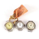 Three vintage silver cased trench style wristwatches :For Further Condition Reports Please Visit Our