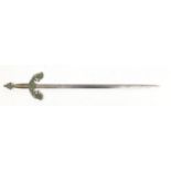 Continental medieval style sword with engraved steel blade, 75cm in length :For Further Condition