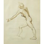 Manner of Rosamund Borradaile - The female form, ink and wash, mounted and framed, 30cm x 25cm :