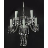 Good crystal five branch wall sconce some drops marked Waterford, 74cm high :For Further Condition