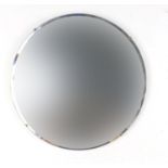 Circular wall hanging mirror with bevelled glass, 51cm in diameter :For Further Condition Reports