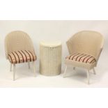 Two Lloyd Loom bedroom chairs and a laundry basket :For Further Condition Reports Please Visit Our