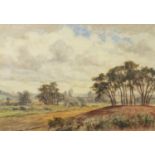 Windy landscape, early 20th century watercolour, mounted and framed, 33cm x 23.5cm :For Further