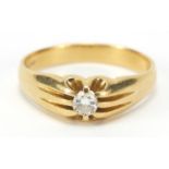 18ct gold diamond solitaire ring, IL & Co London 1974, size V, 6.3g :For Further Condition Reports