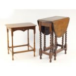 Oak barley twist gate leg table and oak occasional table :For Further Condition Reports Please Visit