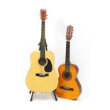 Two five string acoustic guitars by Stagg and Chantry :For Further Condition Reports Please Visit