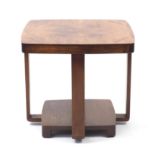 Art Deco walnut occasional table with under tier, stamped marks to the base numbered F201, 46cm H