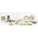 China and glassware including Mason's, Royal Worcester Evesham and a pair of crystal decanters :