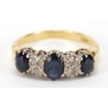18ct gold sapphire and diamond ring, size N, 4.1g :For Further Condition Reports Please Visit Our