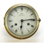 Schatz Royal Mariner brass ship's bulkhead clock with Roman numerals, 18cm in diameter :For