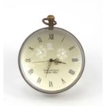 Large globular glass desk clock, 8cm high :For Further Condition Reports Please Visit Our Website,