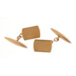 Pair of 9ct gold cuff links with engine turned decoration, 3.4g :For Further Condition Reports