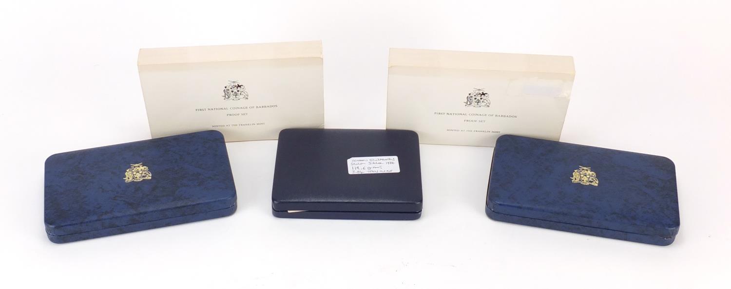 Queen's birthday silver ingot and two Barbados proof coin sets :For Further Condition Reports Please - Image 5 of 6