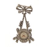 Ladies Art Deco marcasite fob watch, 5cm in length, 14.7g :For Further Condition Reports Please