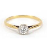 18ct gold diamond solitaire ring, size O, 1.5g :For Further Condition Reports Please Visit Our