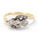 18ct gold diamond crossover ring, size L, 3.0g :For Further Condition Reports Please Visit Our