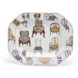 Chinese porcelain plate hand painted with furniture, four figure character marked to the reverse,