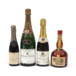 Four bottles of alcohol including Champagne and Grand Marnier liqueur :For Further Condition Reports