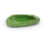 Chinese green glazed porcelain naturalistic brush washer, 11cm wide :For Further Condition Reports