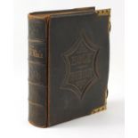 19th century leather bound Holy Bible with coloured plates :For Further Condition Reports Please