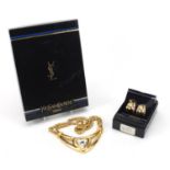 Yves Saint Laurent necklace and earrings with boxes, the necklace 40cm in length :For Further