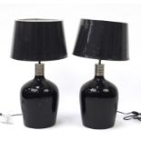 Pair of contemporary glass table lamps with shades, each 66cm high :For Further Condition Reports