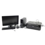 Computer accessories including Lenovo core i5 computer, Dell 23 inch monitor and a Canon printer :