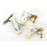 Unique Pair of Poole pottery earrings and brooch, 3.5cm high, Specially made and given to the