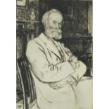 Francis Dodd - Self portrait, pencil signed black and white etching, mounted and framed, 26.5cm x