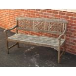 Teak garden bench, 138cm wide :For Further Condition Reports Please Visit Our Website, Updated