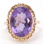 Large unmarked gold amethyst ring, size N, 5.8g :For Further Condition Reports Please Visit Our