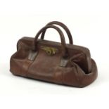Vintage brown leather Gladstone bag, 35cm wide :For Further Condition Reports Please Visit Our