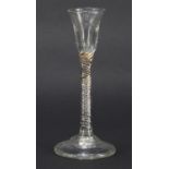 George III cordial glass with air twist stem, 15cm high :For Further Condition Reports Please