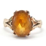Antique 9ct gold citrine ring, size L, 3.7g :For Further Condition Reports Please Visit Our Website,