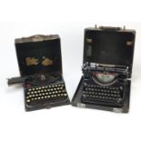 Two vintage portable typewriters comprising Underwood and Remington :For Further Condition Reports