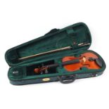 Wooden violin with Stentor Student paper label and carry case :For Further Condition Reports