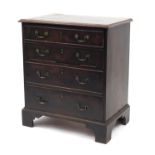 Georgian inlaid mahogany four drawer chest with bracket feet, 74cm H x 64cm W x 43cm D :For