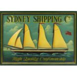 Shipping interest Sydney Shipping Co, hand painted wooden wall plaque, 90cm x 64cm :For Further