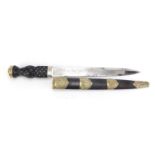 Scottish military style Highlander's dirk with scabbard, 44.5cm in length :For Further Condition