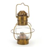 Vintage brass hanging ship's lantern, 26cm high :For Further Condition Reports Please Visit Our