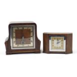 Two oak cased mantel clocks including a Smiths Sectric example, the largest 21.5cm high :For Further