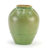 Royal Doulton green speckled stoneware vase numbered 2506, 23cm high :For Further Condition