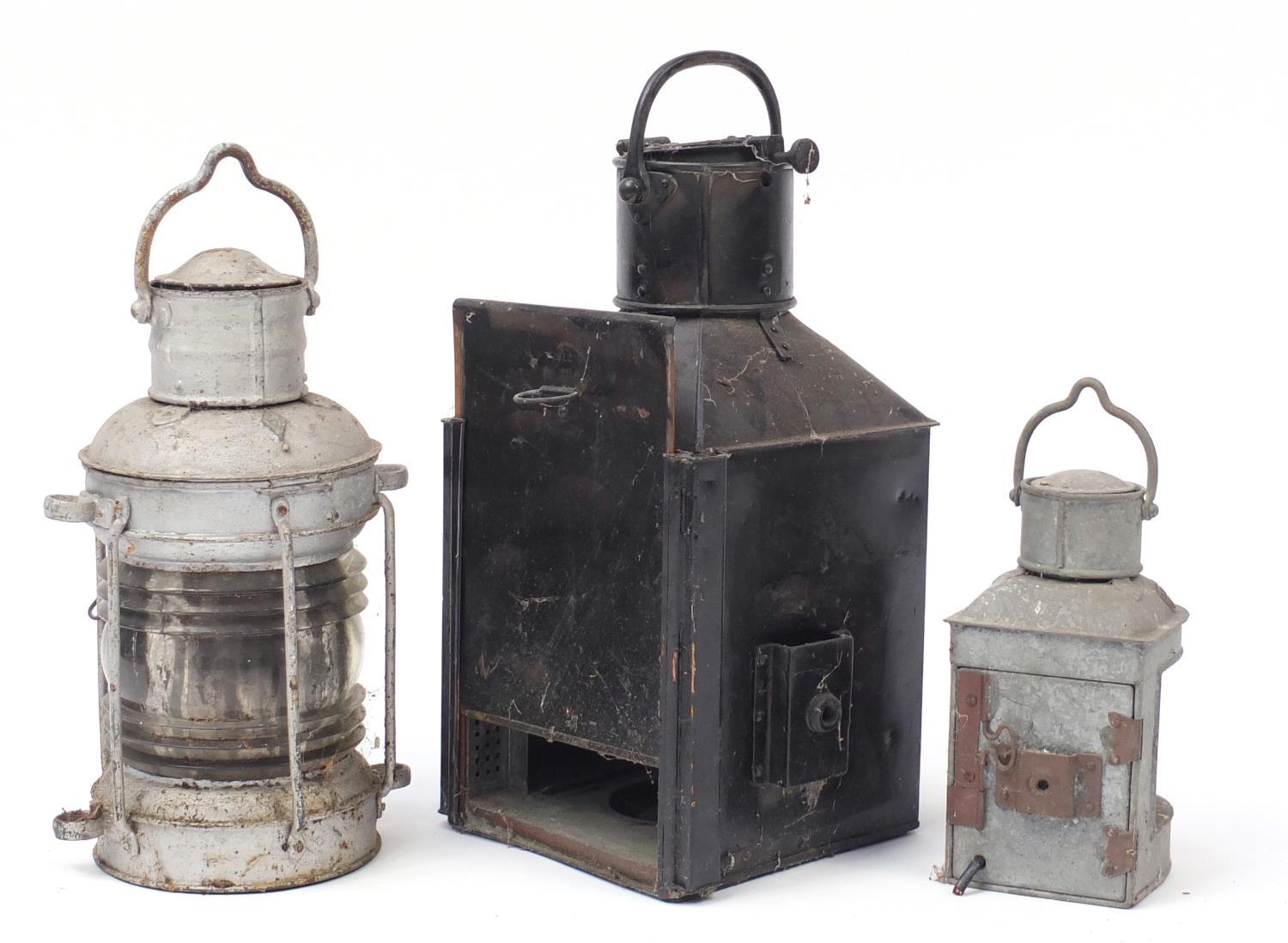 Three ship's mast head lanterns including starboard and port, one with Birmingham Engineering - Image 6 of 10